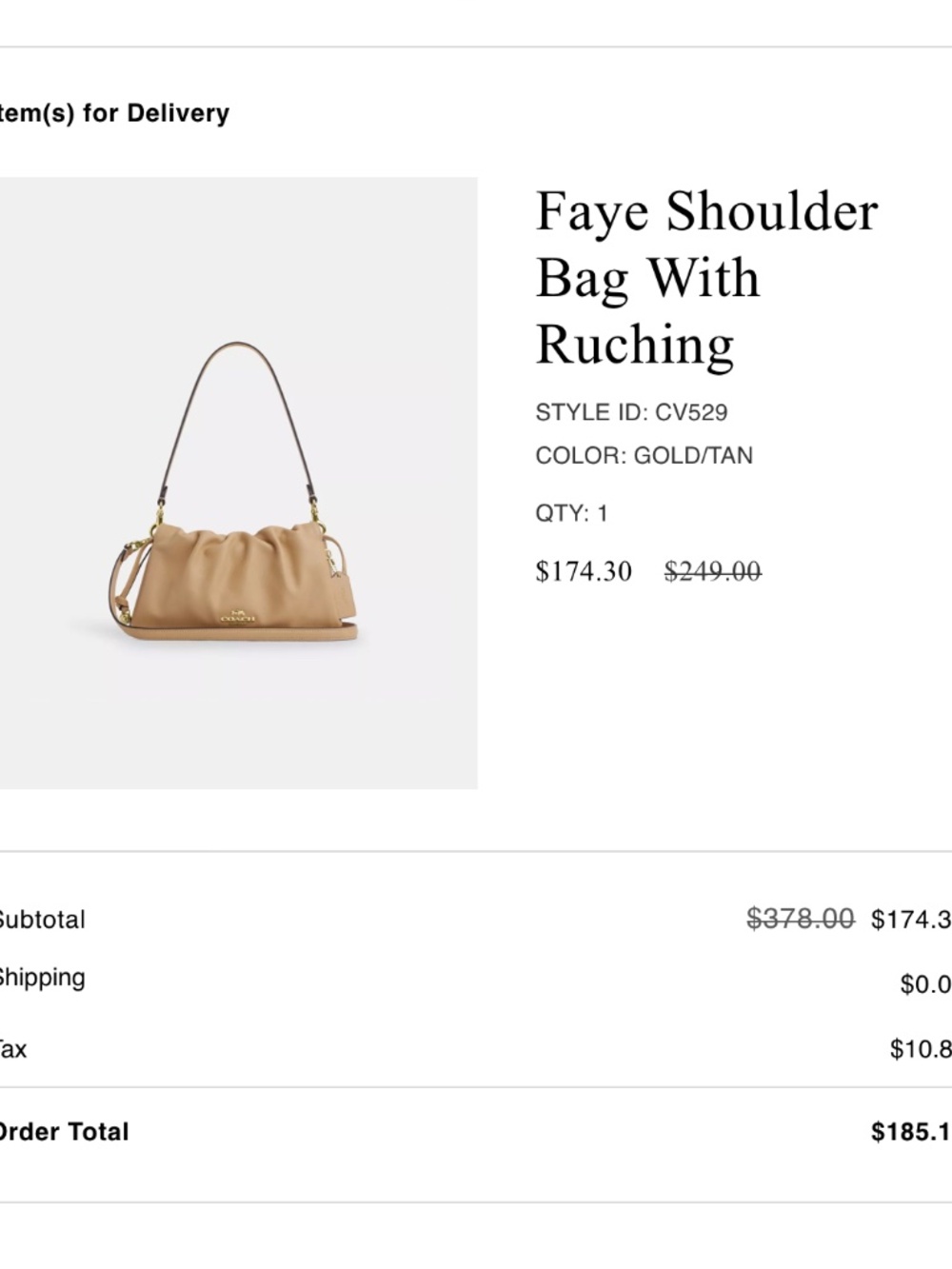 Coach Faye Tan/Gold Convertible Leather Bag - Picture 6 of 6